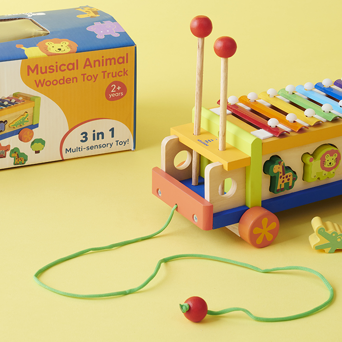 Musical Animal Wooden Toy Truck